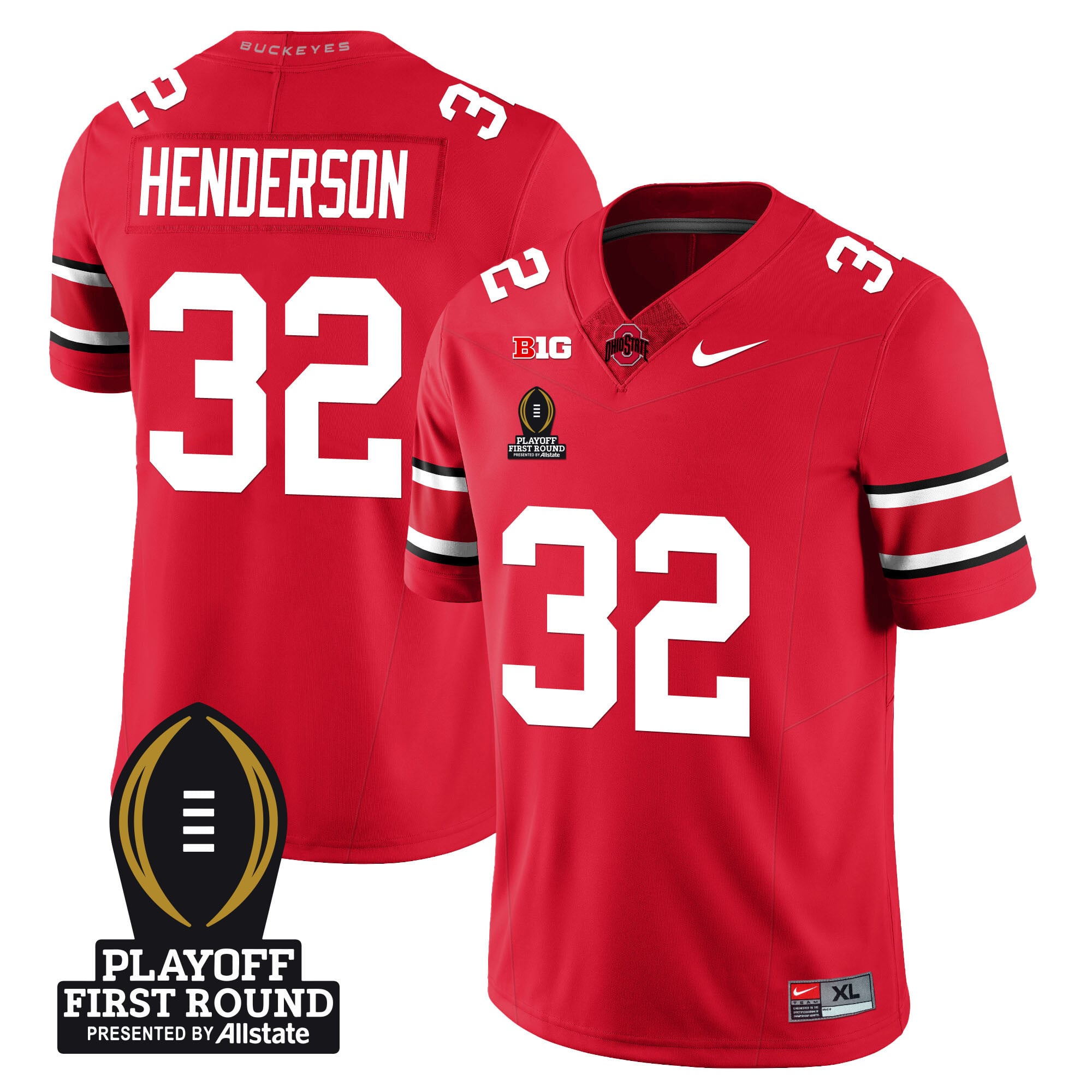 Men's Ohio State Buckeyes Football - Playoff First Round Patch - All Stitched