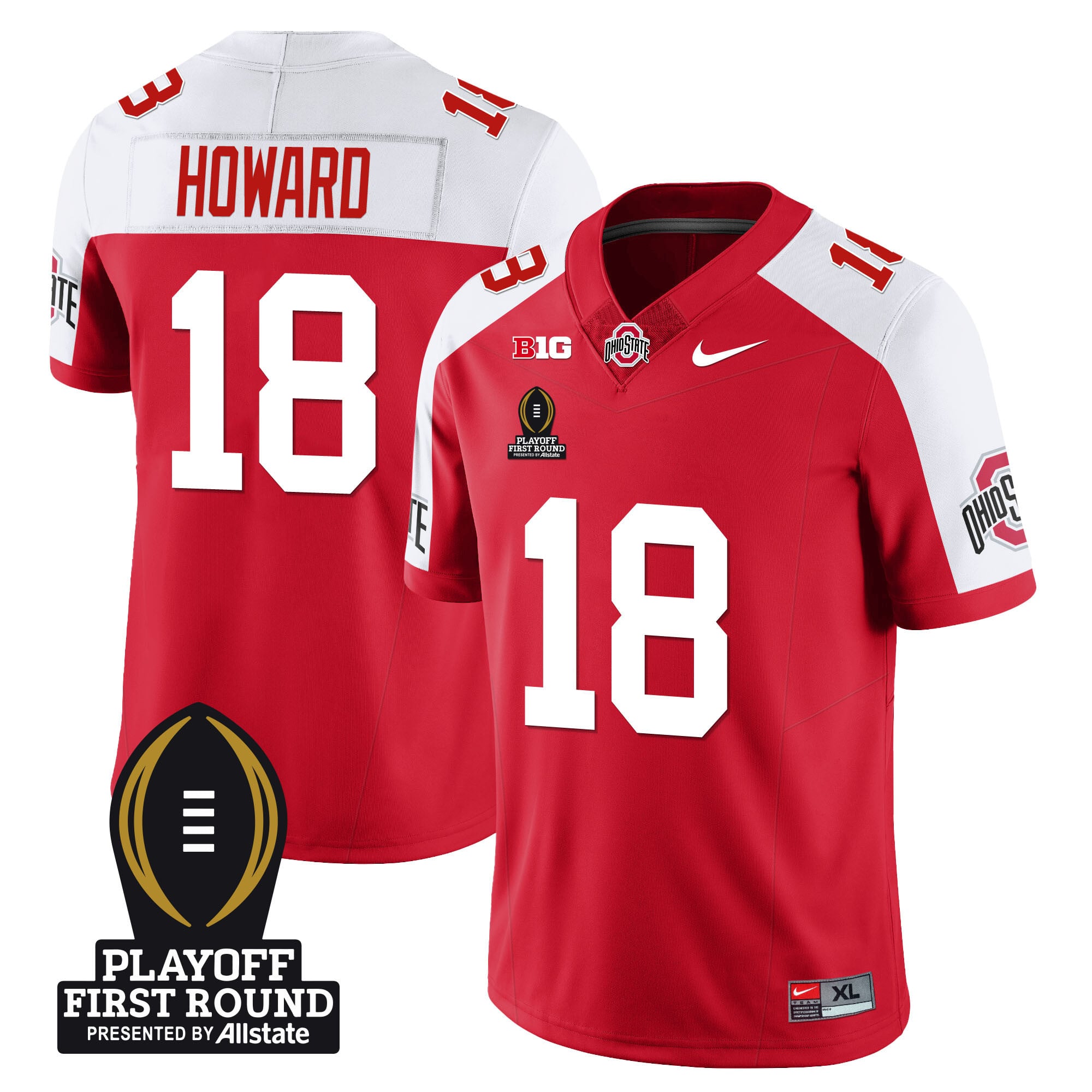 Men's Ohio State Buckeyes Football - Playoff First Round Patch - All Stitched