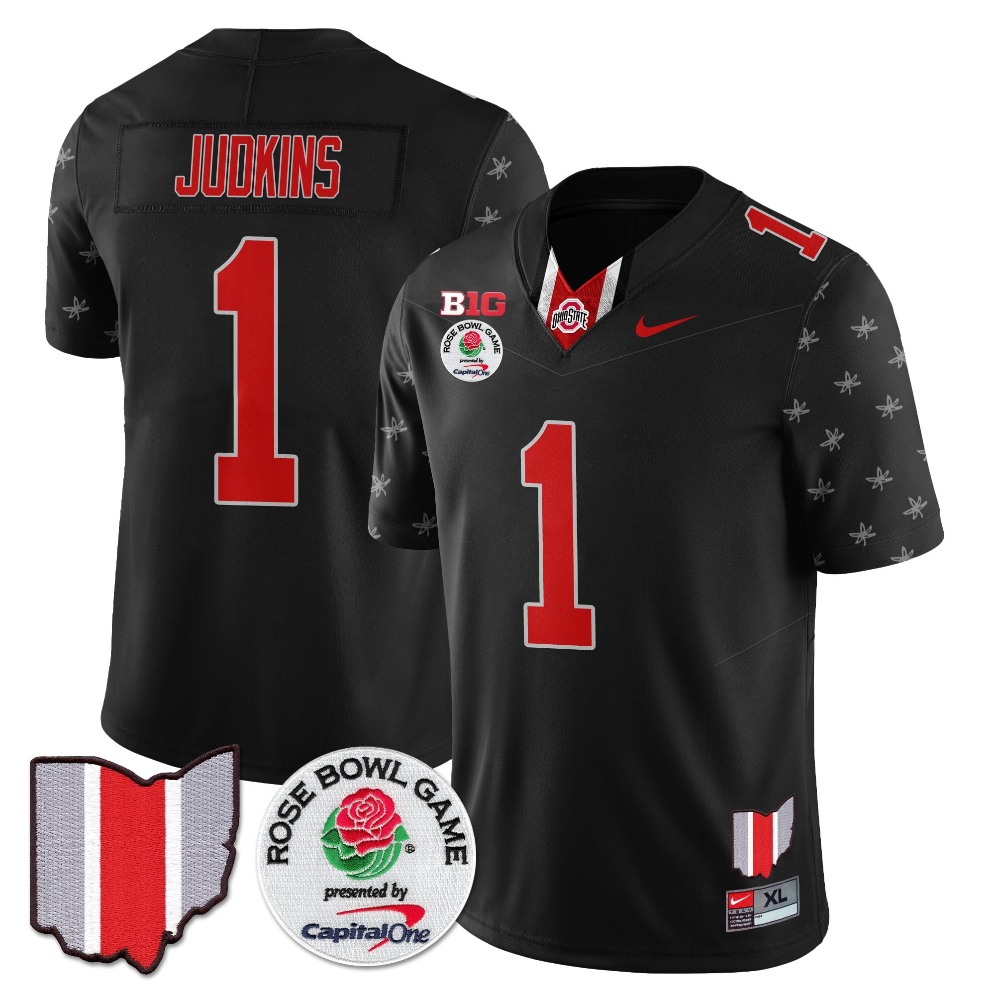 Men's Ohio State Buckeyes 2024 Rose Bowl Jersey N1 - All Stitched