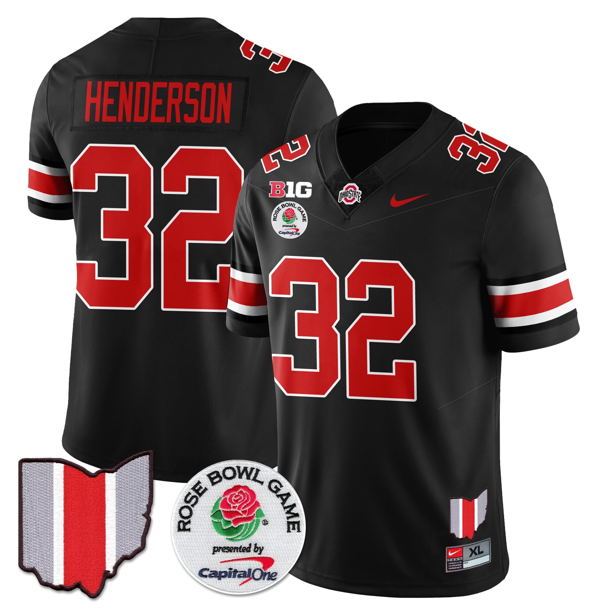 Men's Ohio State Buckeyes 2024 Rose Bowl Jersey N1 - All Stitched