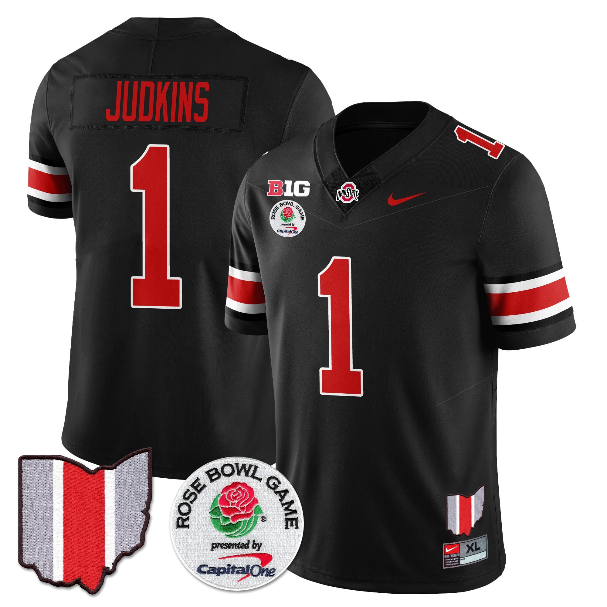 Men's Ohio State Buckeyes 2024 Rose Bowl Jersey N1 - All Stitched