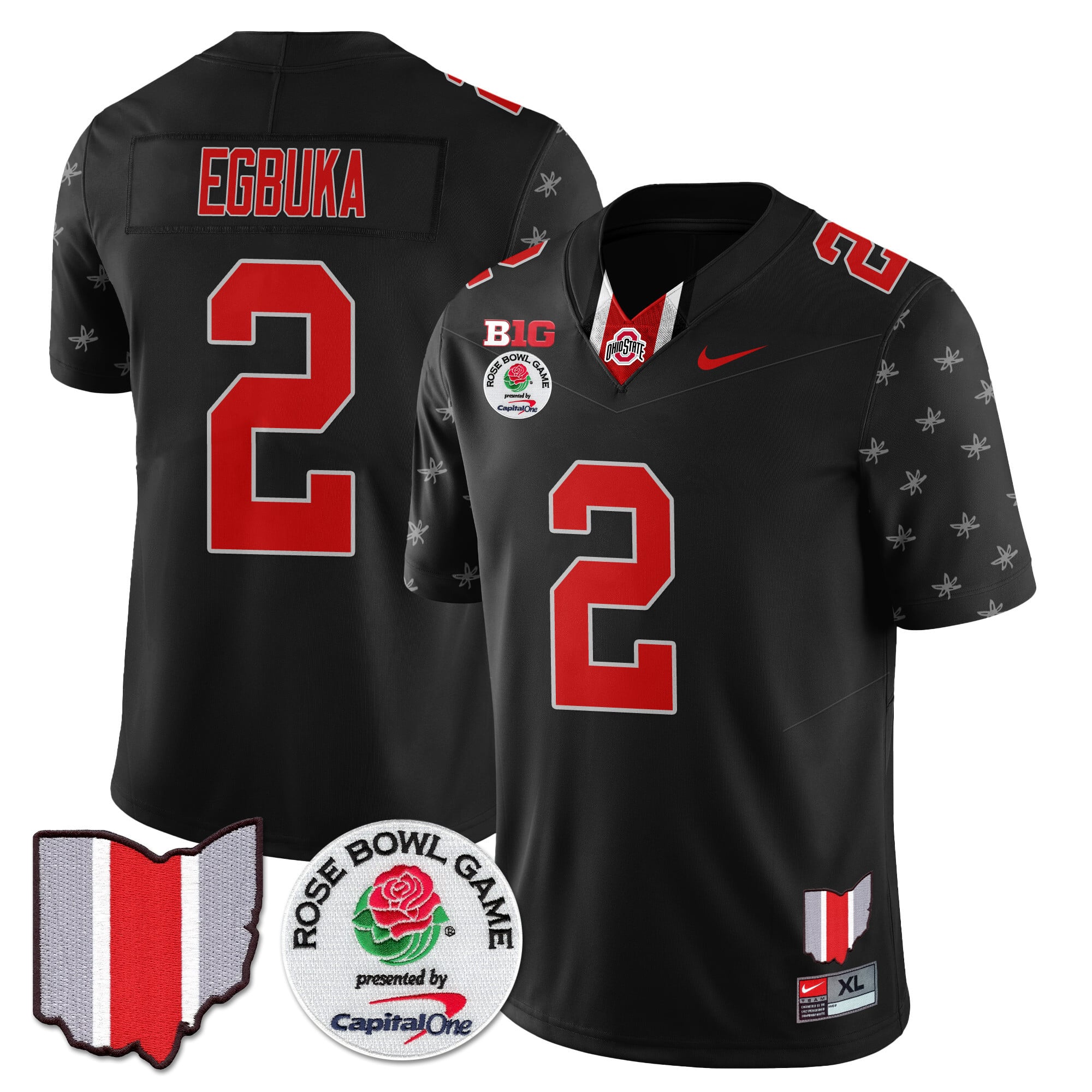 Men's Ohio State Buckeyes 2024 Rose Bowl Jersey N1 - All Stitched