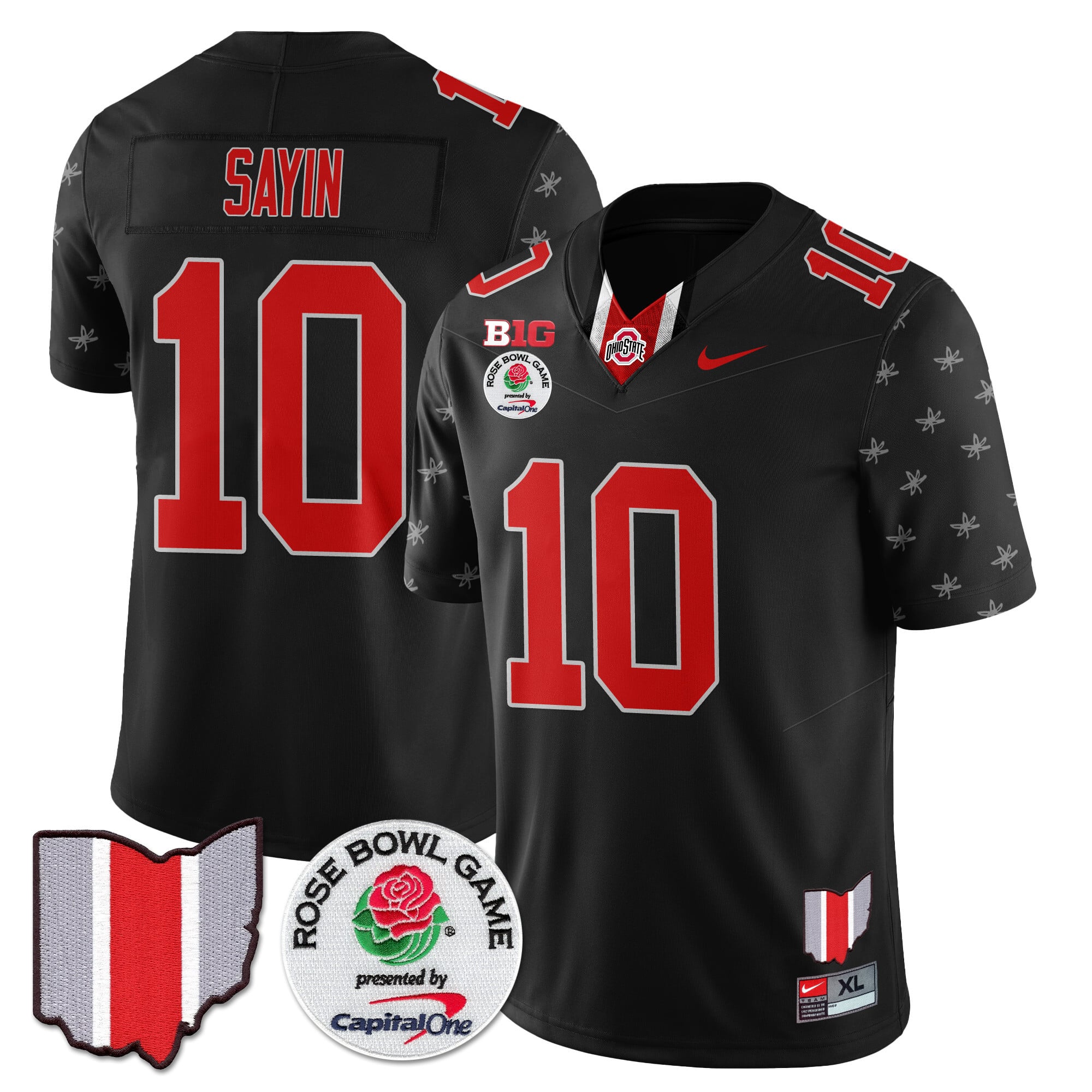 Men's Ohio State Buckeyes 2024 Rose Bowl Jersey N1 - All Stitched