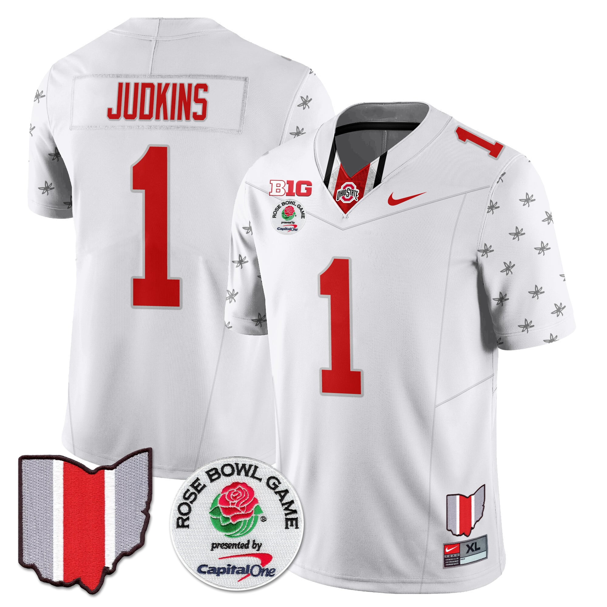 Men's Ohio State Buckeyes 2024 Rose Bowl Jersey N1 - All Stitched