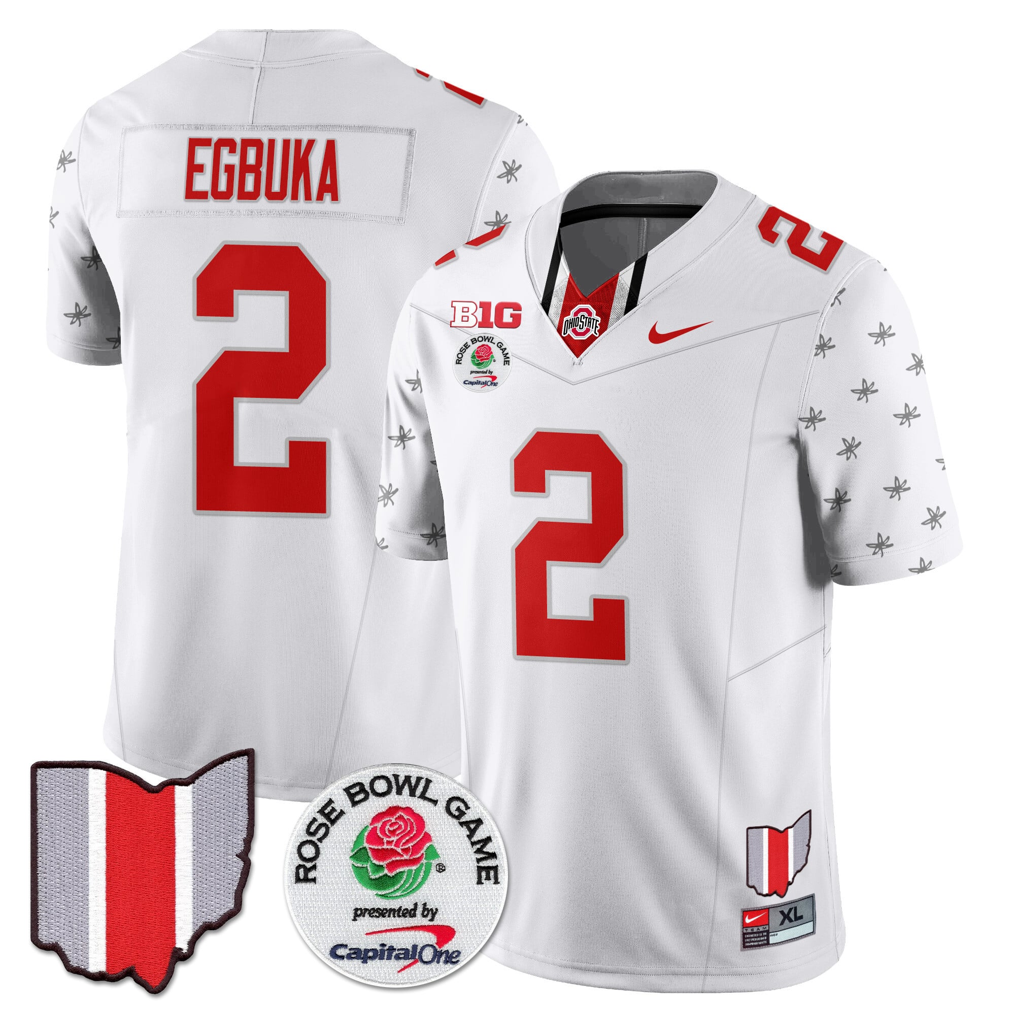 Men's Ohio State Buckeyes 2024 Rose Bowl Jersey N1 - All Stitched