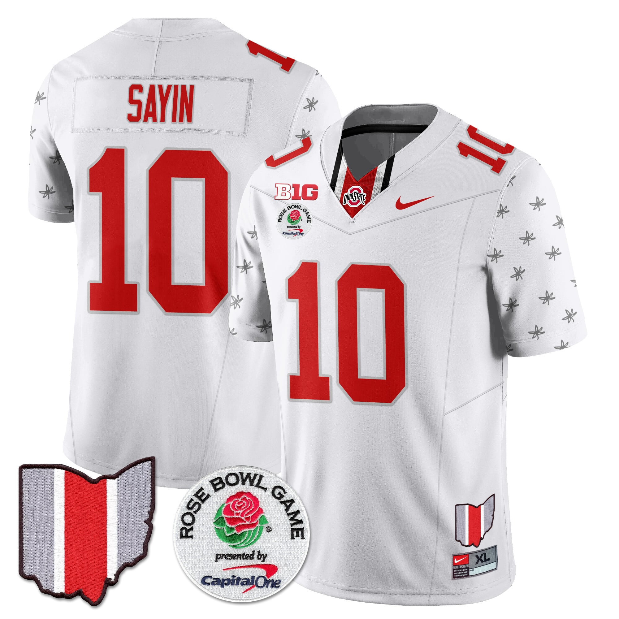 Men's Ohio State Buckeyes 2024 Rose Bowl Jersey N1 - All Stitched