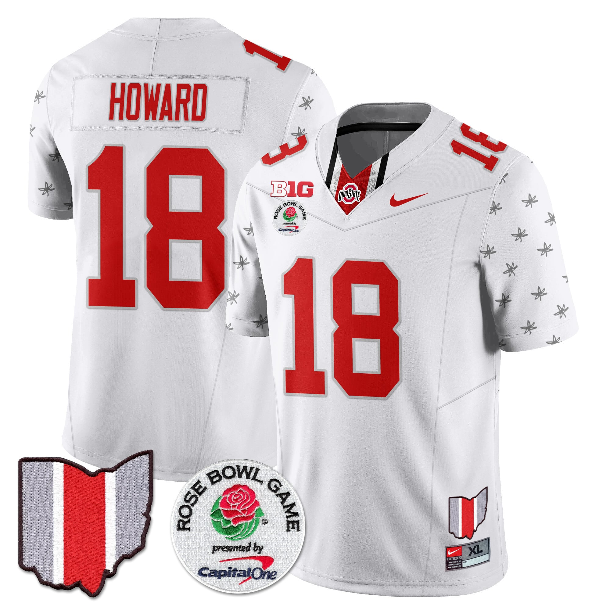 Men's Ohio State Buckeyes 2024 Rose Bowl Jersey N1 - All Stitched