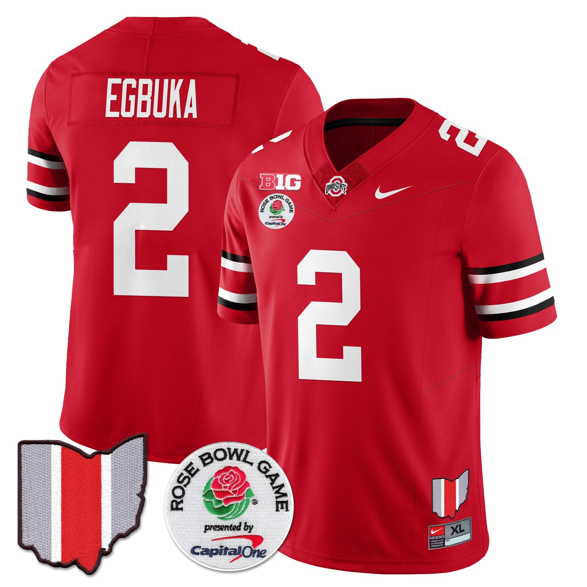 Men's Ohio State Buckeyes 2024 Rose Bowl Jersey N1 - All Stitched