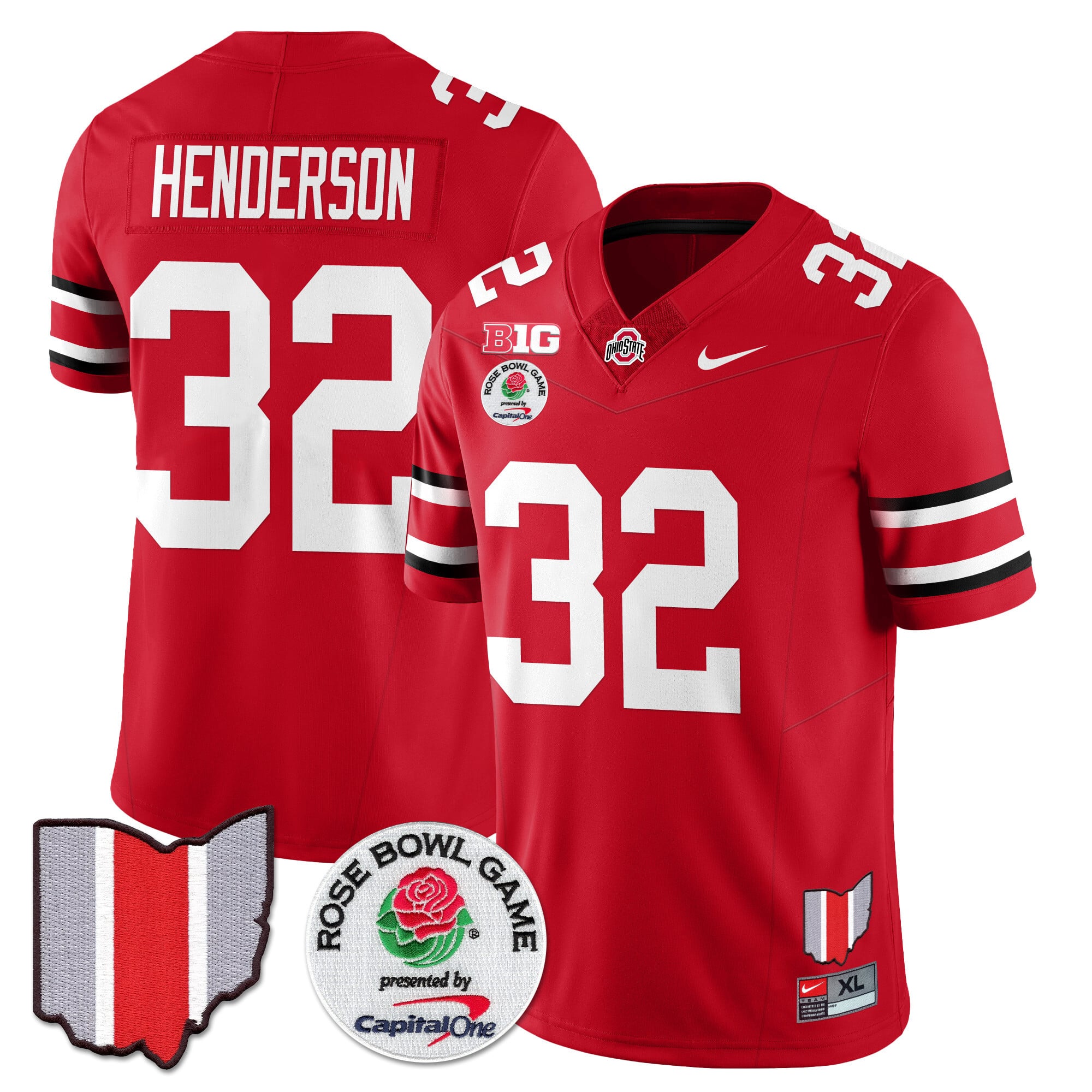 Men's Ohio State Buckeyes 2024 Rose Bowl Jersey N1 - All Stitched