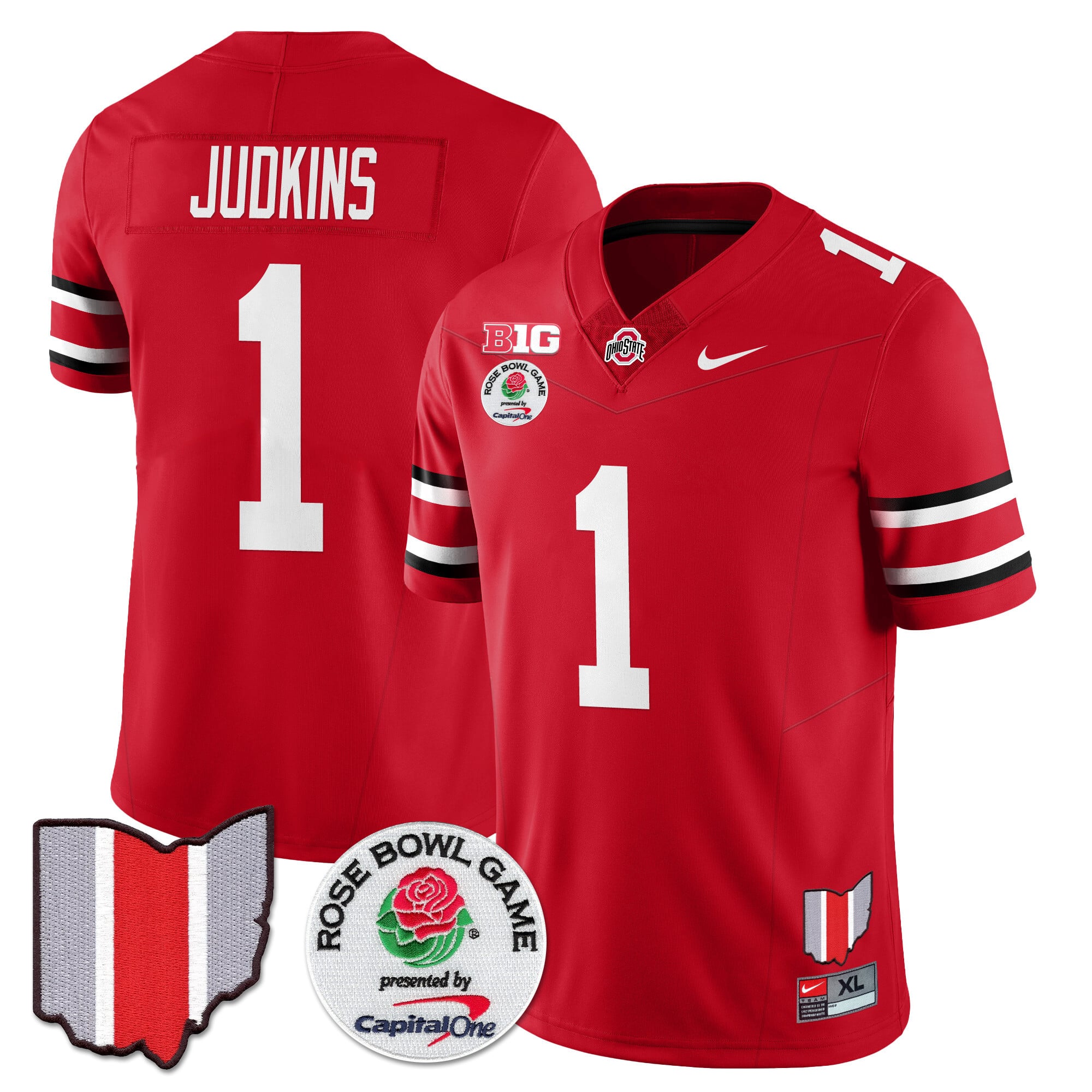 Men's Ohio State Buckeyes 2024 Rose Bowl Jersey N1 - All Stitched