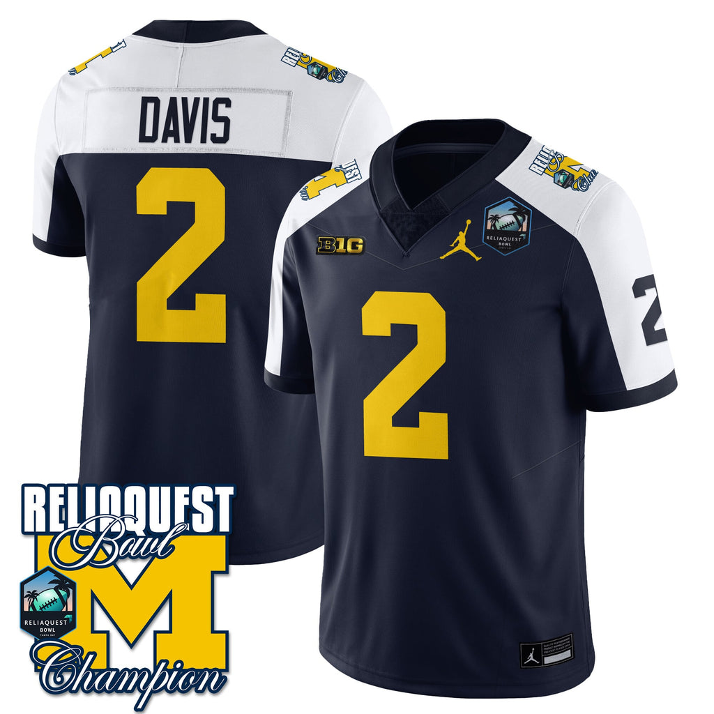 Men's Michigan Wolverines 2024 ReliaQuest Bowl Champions Jersey - All Stitched