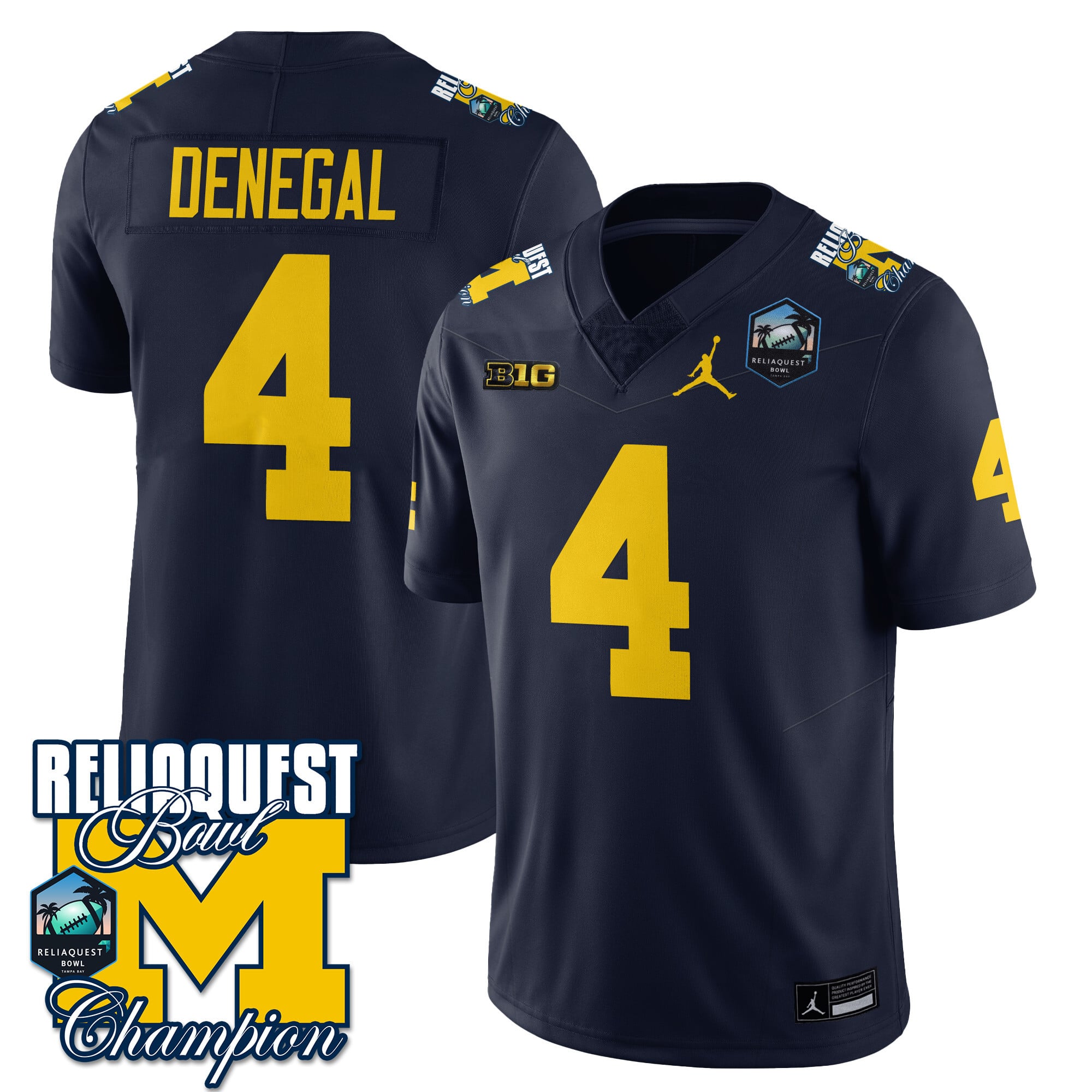 Men's Michigan Wolverines 2024 ReliaQuest Bowl Champions Jersey - All Stitched