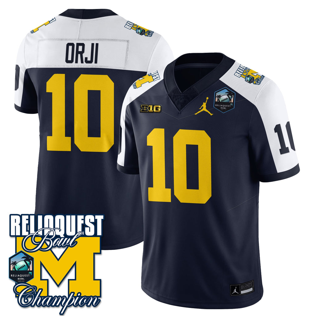 Men's Michigan Wolverines 2024 ReliaQuest Bowl Champions Jersey - All Stitched