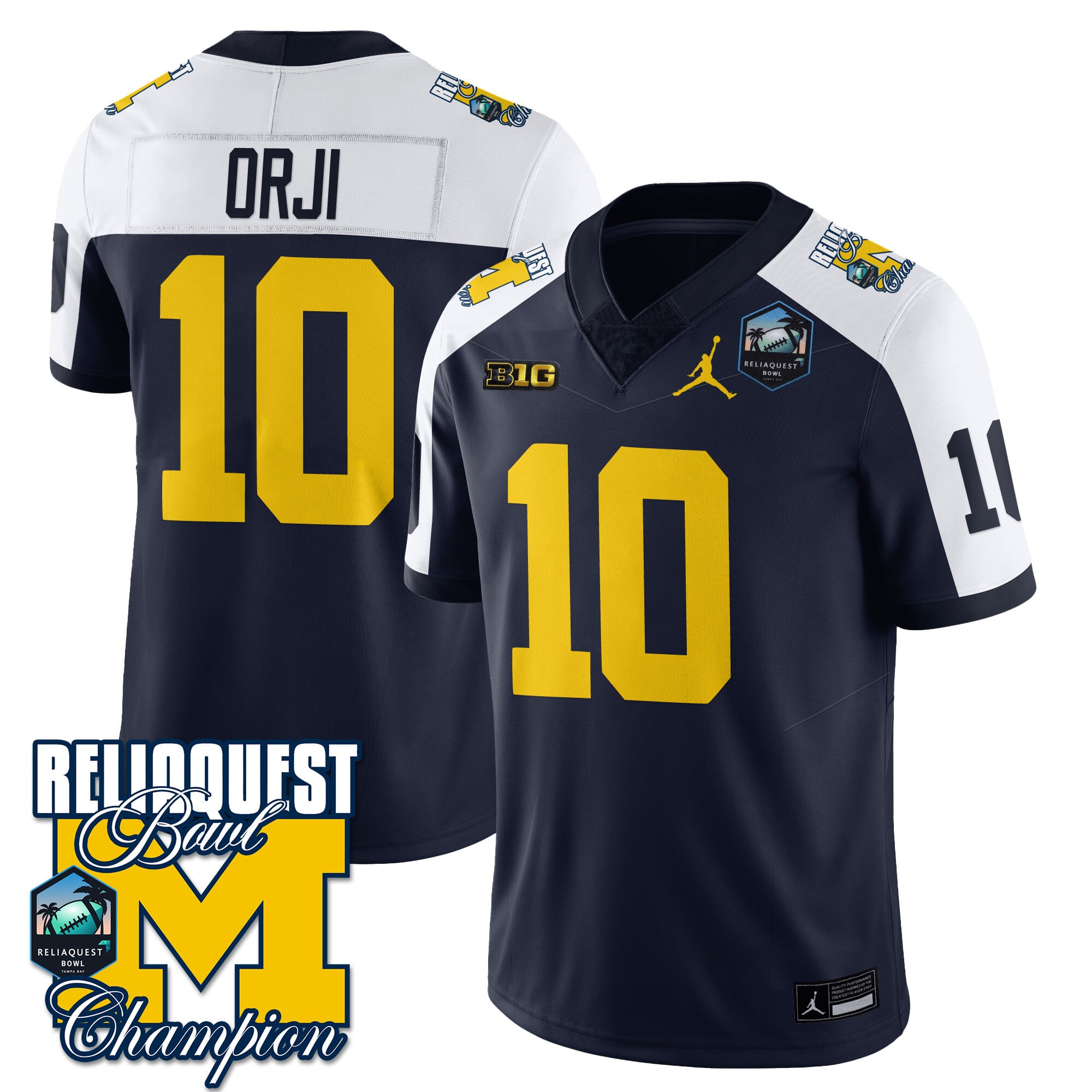 Men's Michigan Wolverines 2024 ReliaQuest Bowl Champions Jersey - All Stitched
