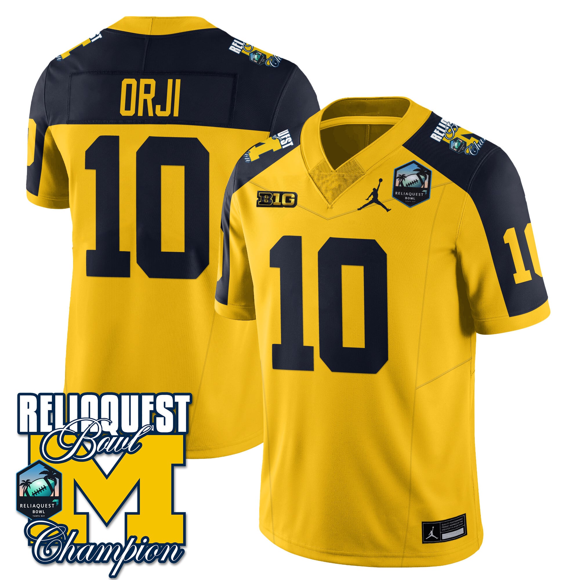 Men's Michigan Wolverines 2024 ReliaQuest Bowl Champions Jersey - All Stitched