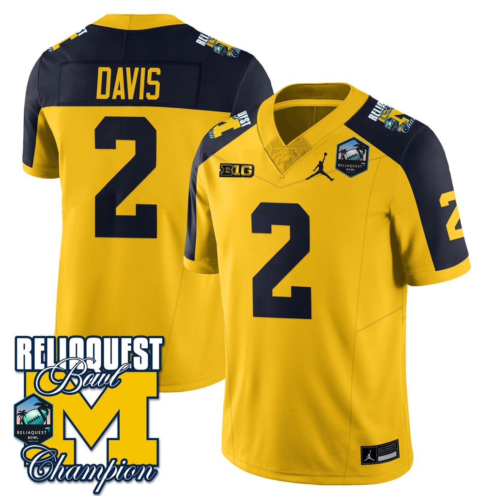 Men's Michigan Wolverines 2024 ReliaQuest Bowl Champions Jersey - All Stitched