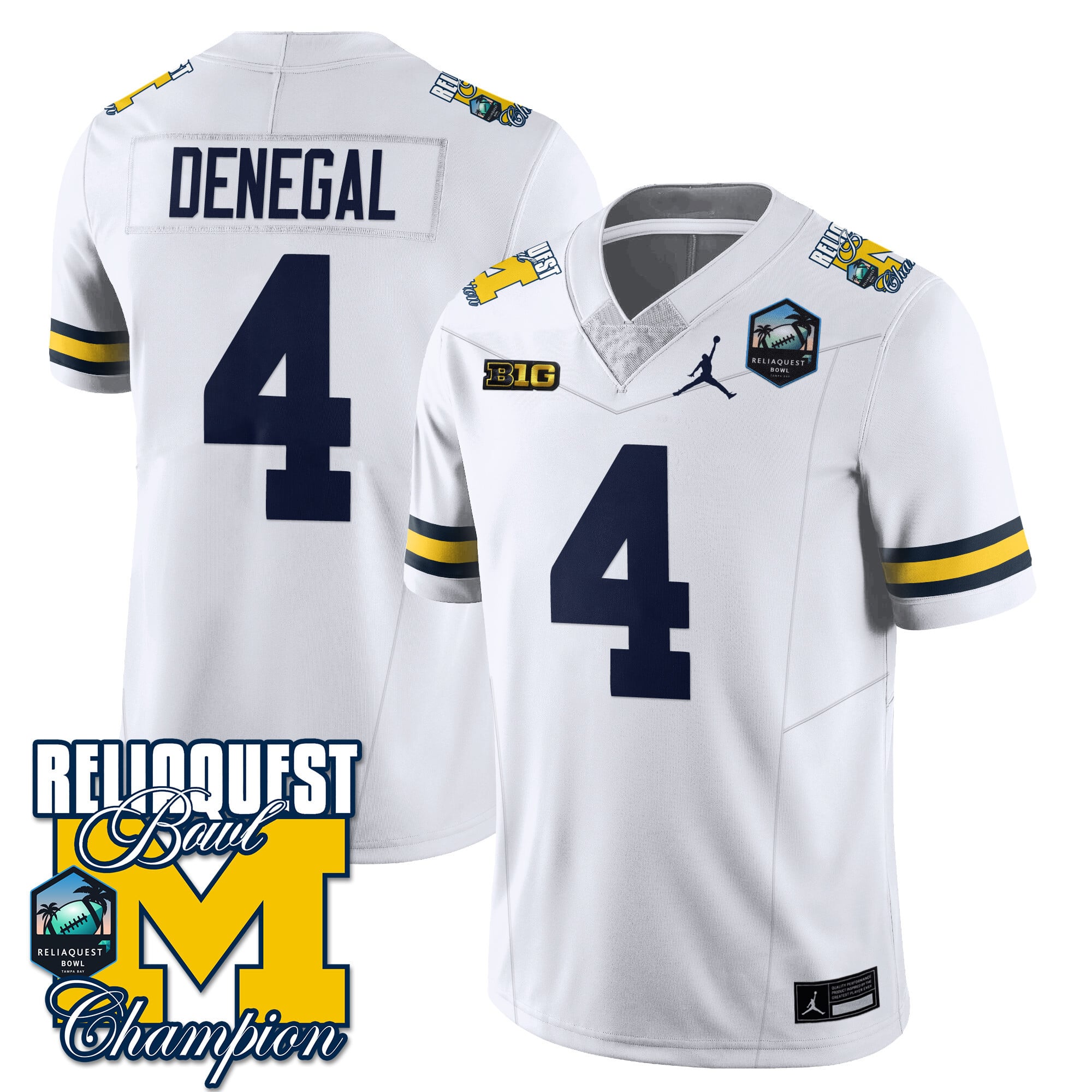 Men's Michigan Wolverines 2024 ReliaQuest Bowl Champions Jersey - All Stitched