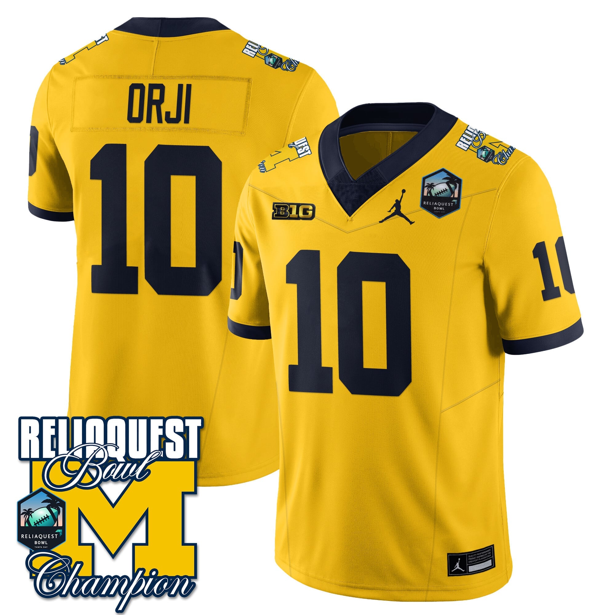 Men's Michigan Wolverines 2024 ReliaQuest Bowl Champions Jersey - All Stitched