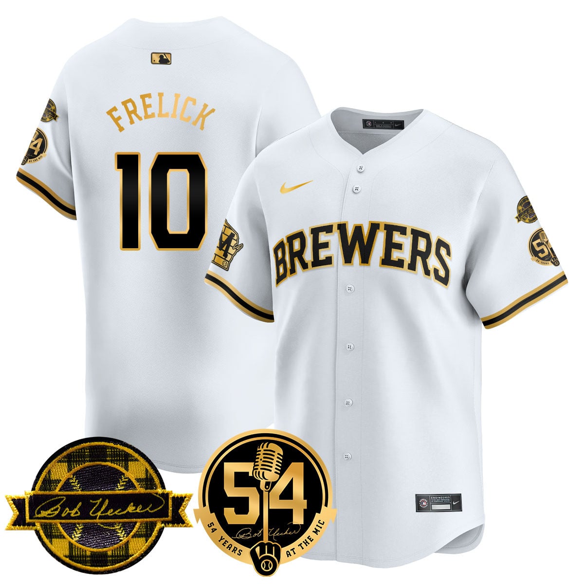 Men's Milwaukee Brewers Jersey - Bob Uecker, 54 Seasons for Brewers - All Stitched