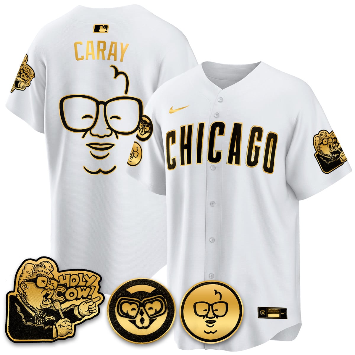 Men's Chicago Cubs Limited Jersey - Harry Caray "Holy Cow" Patch - All Stitched