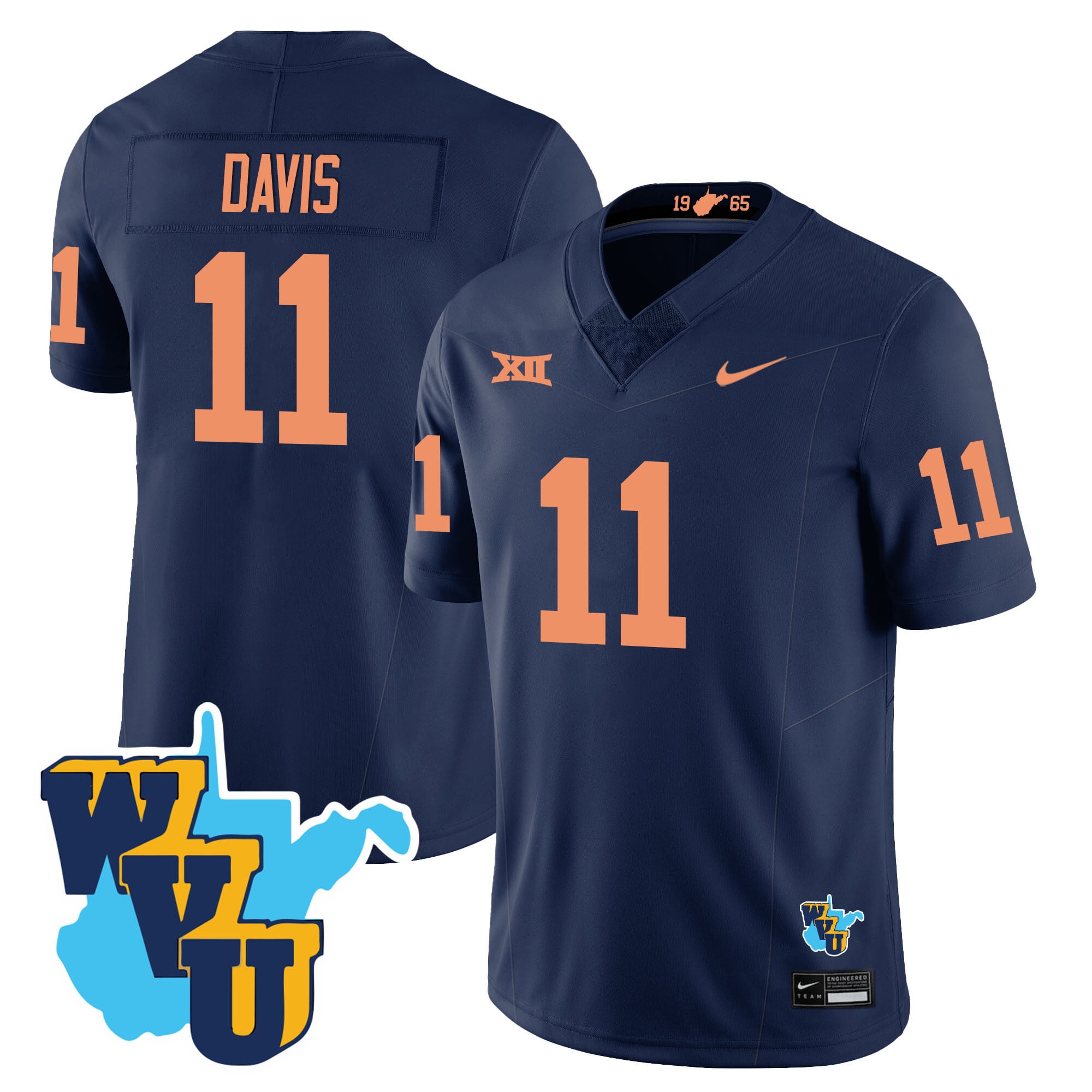 Men's West Virginia Mountaineers 1965-2025 Throwback Jersey - All Stitched