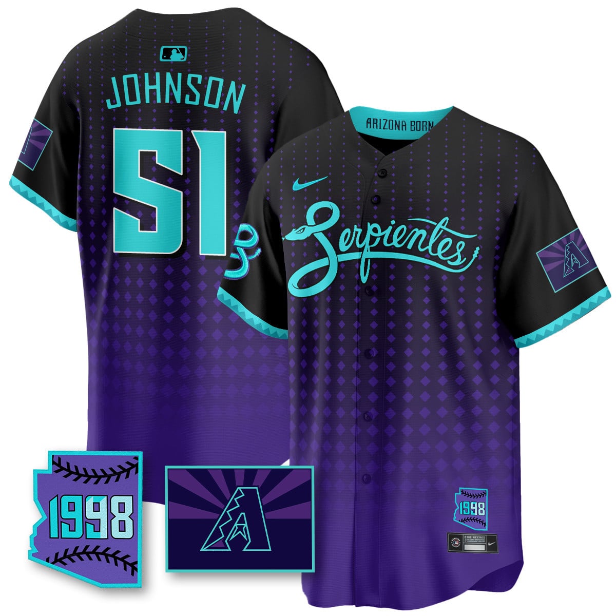 Men's Arizona Diamondbacks Purple for Second Serpientes City Connect Jersey - All Stitched