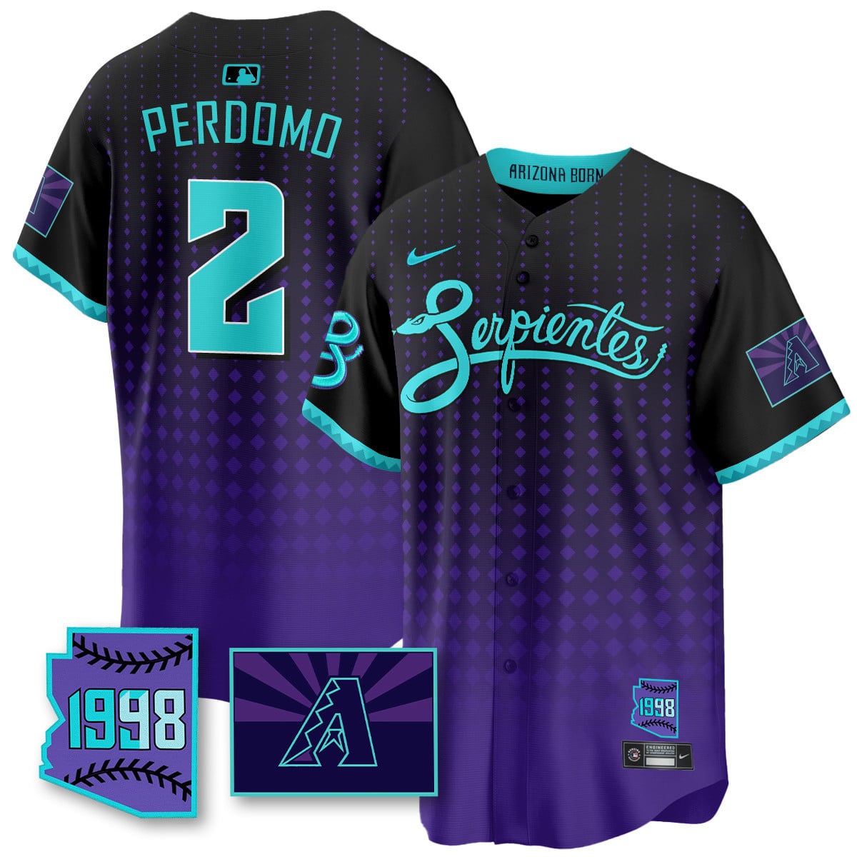 Men's Arizona Diamondbacks Purple for Second Serpientes City Connect Jersey - All Stitched
