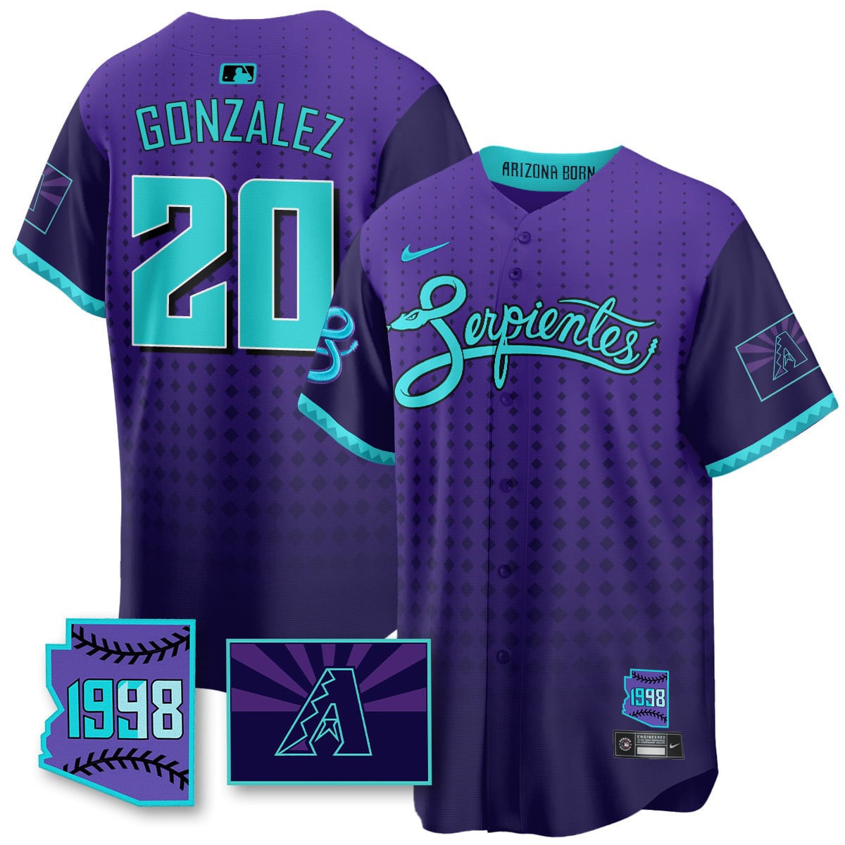 Men's Arizona Diamondbacks Purple for Second Serpientes City Connect Jersey - All Stitched