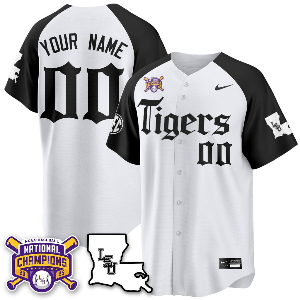 Men's LSU Tigers 2025 World Series Champions 'Gothic Geaux Edition' Jersey - All Stitched