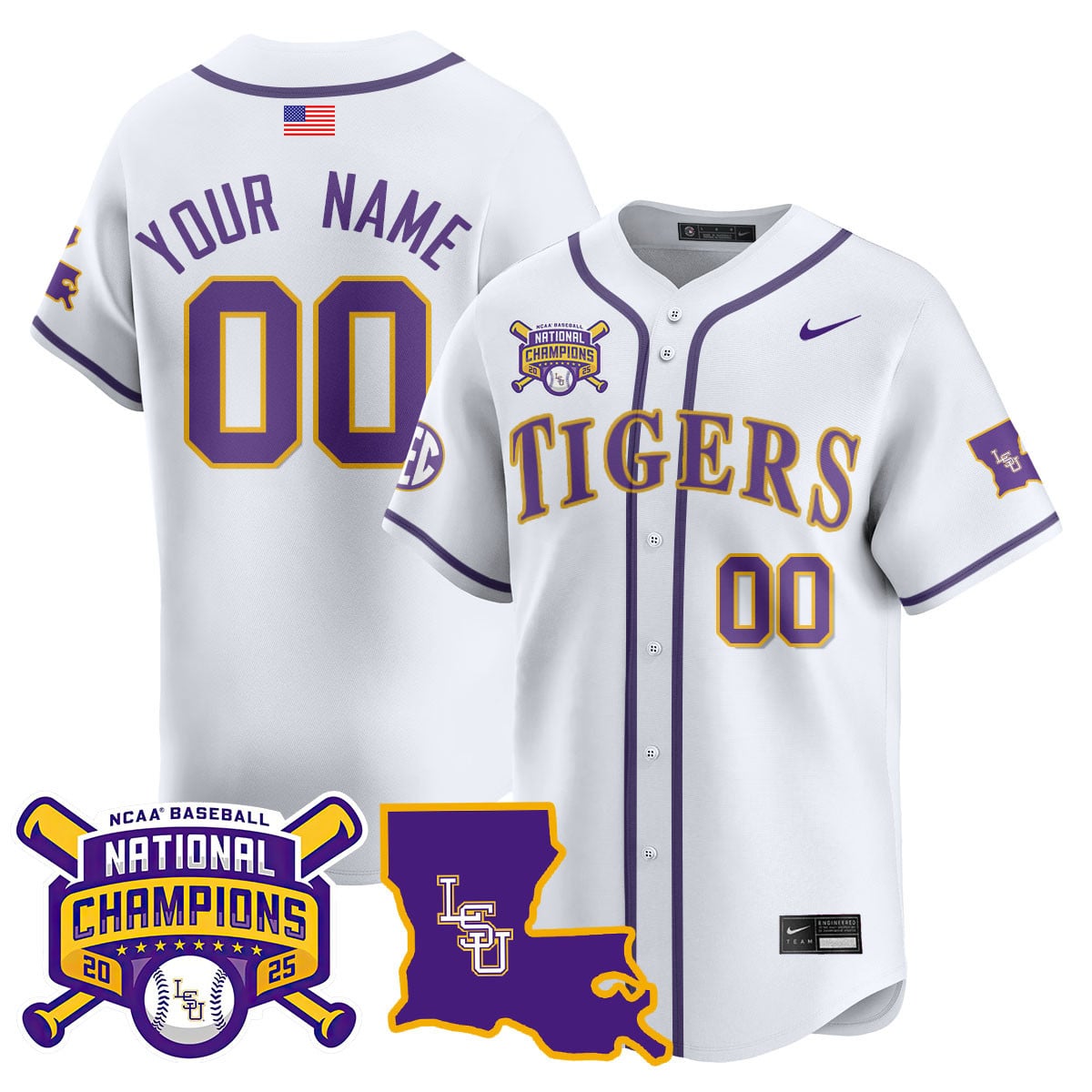 Men's LSU Tigers 2025 World Series Champions Limited Jersey - All Stitched