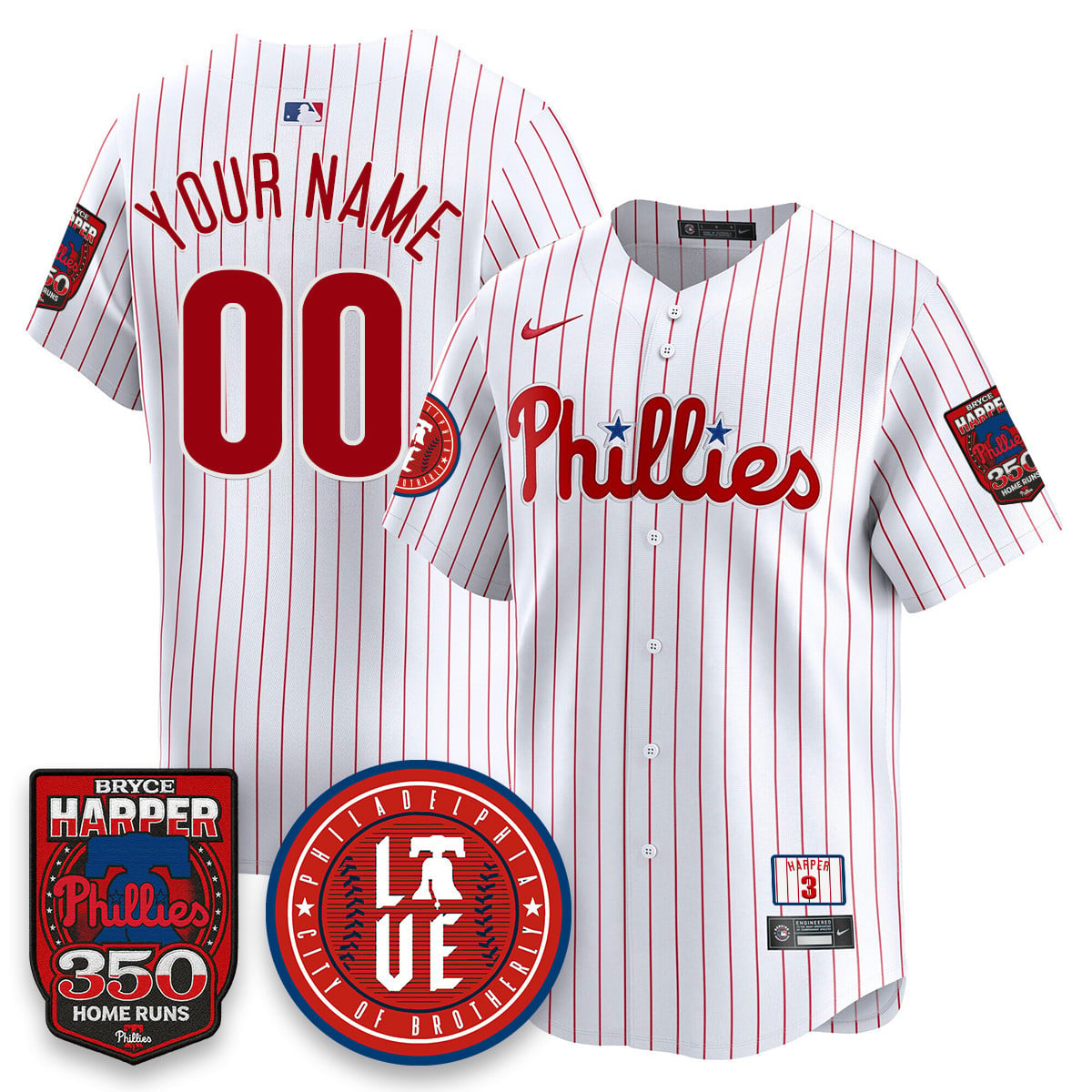 Men's Bryce Harper Philadelphia Phillies 350 Home Runs Jersey - All Stitched