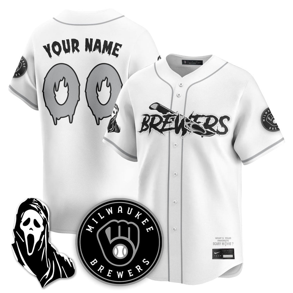 Men's Milwaukee Brewers "Scream Ghostface" Jersey - All Stitched