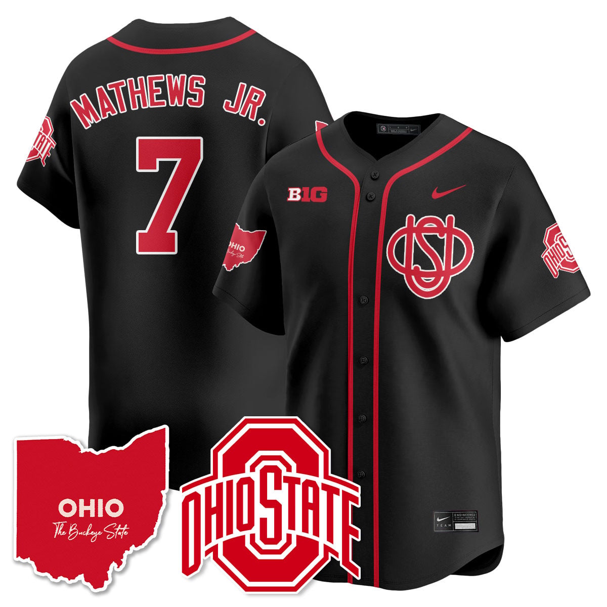Men's Ohio State Buckeyes 2025 Wordmark Jersey - All Stitched
