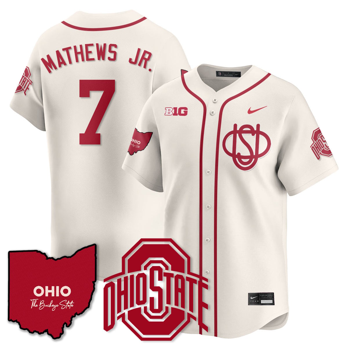 Men's Ohio State Buckeyes 2025 Wordmark Jersey - All Stitched
