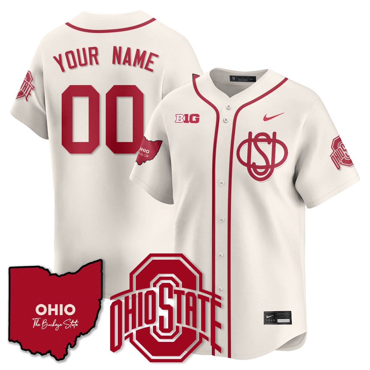Ohio State Buckeyes 2025 Wordmark Custom Jersey - All Stitched