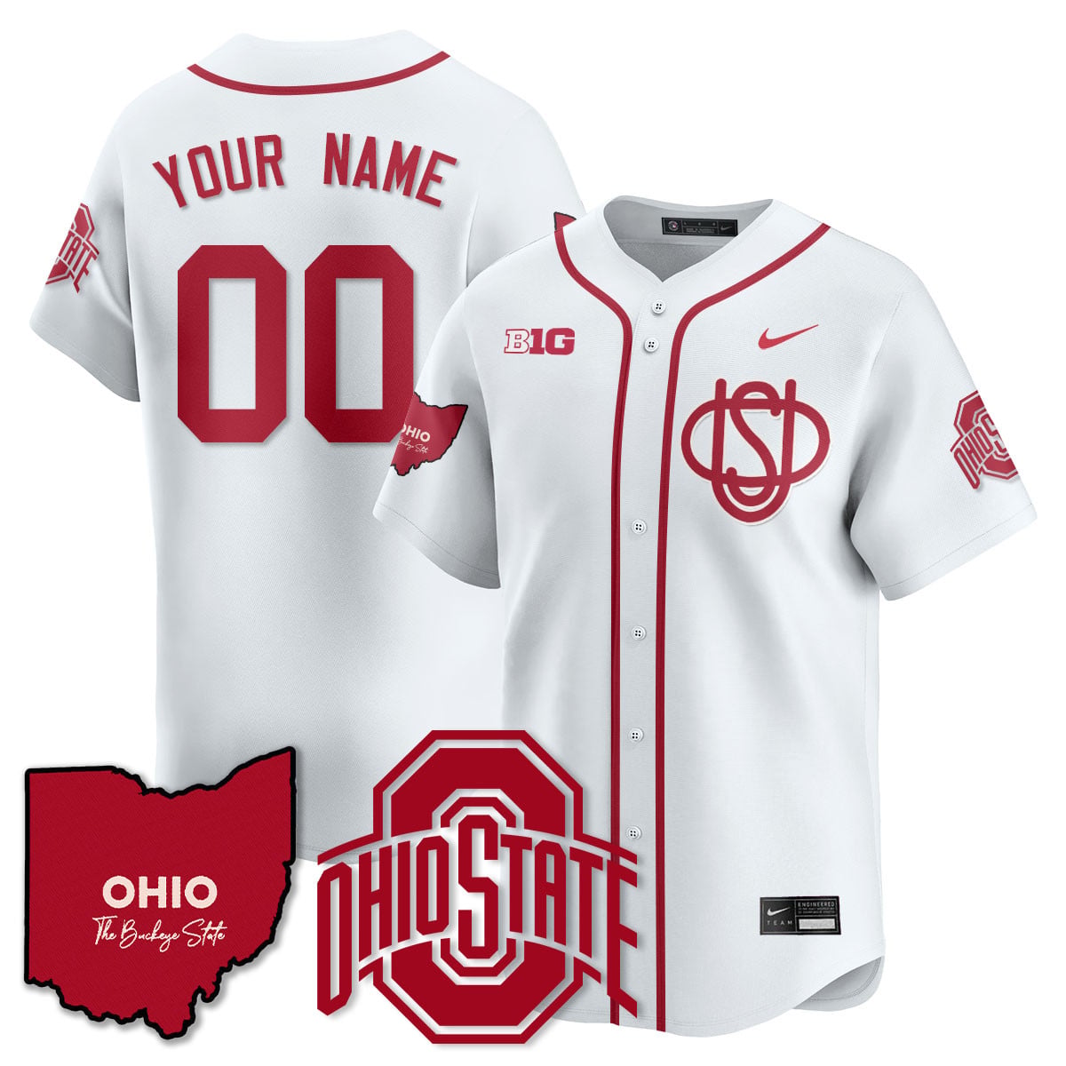 Ohio State Buckeyes 2025 Wordmark Custom Jersey - All Stitched