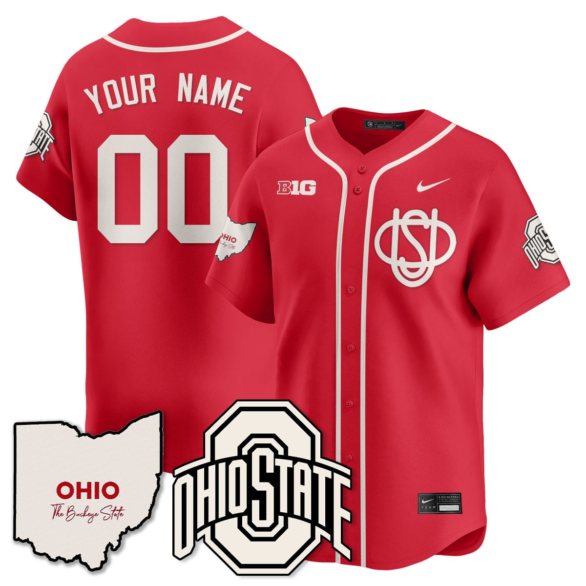 Ohio State Buckeyes 2025 Wordmark Custom Jersey - All Stitched