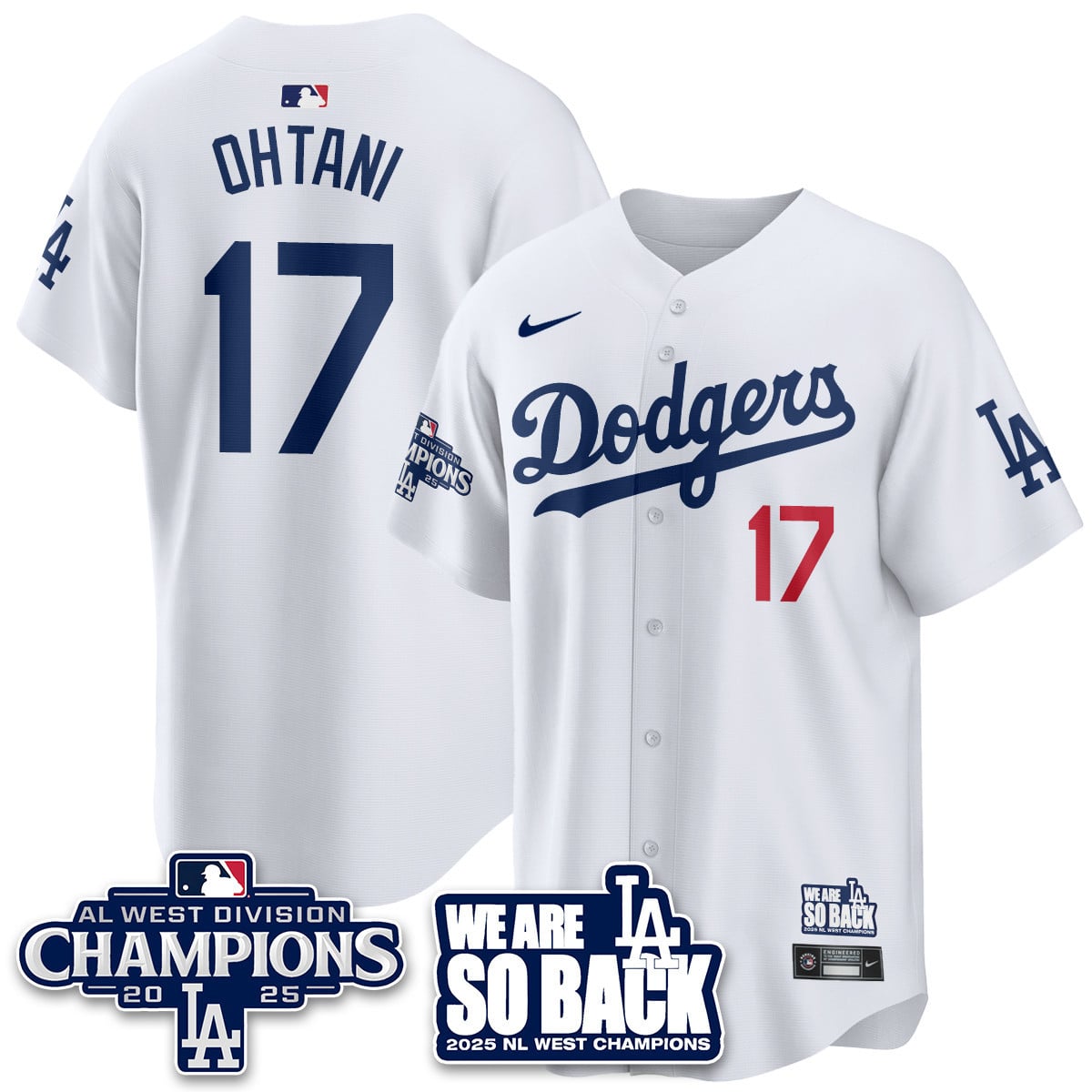 Men's Los Angeles Dodgers 2025 NL West Division Champions Jersey - All Stitched