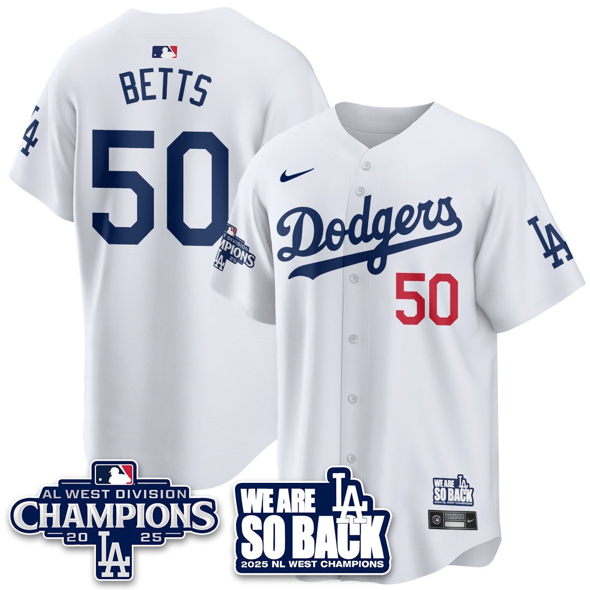 Men's Los Angeles Dodgers 2025 NL West Division Champions Jersey - All Stitched