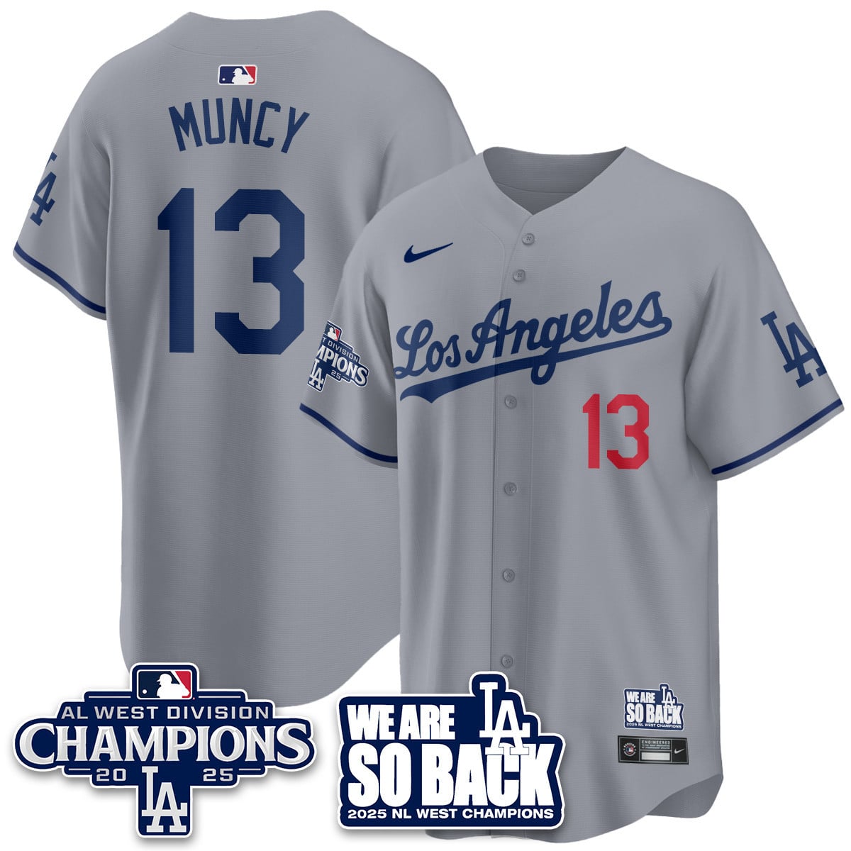 Men's Los Angeles Dodgers 2025 NL West Division Champions Jersey - All Stitched