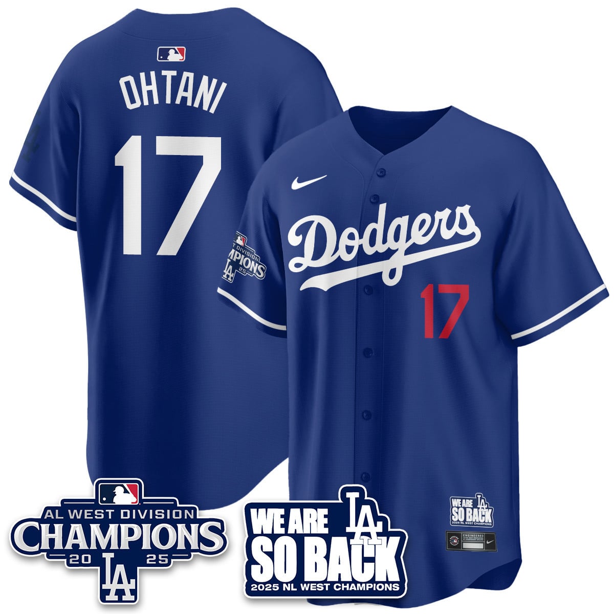 Men's Los Angeles Dodgers 2025 NL West Division Champions Jersey - All Stitched