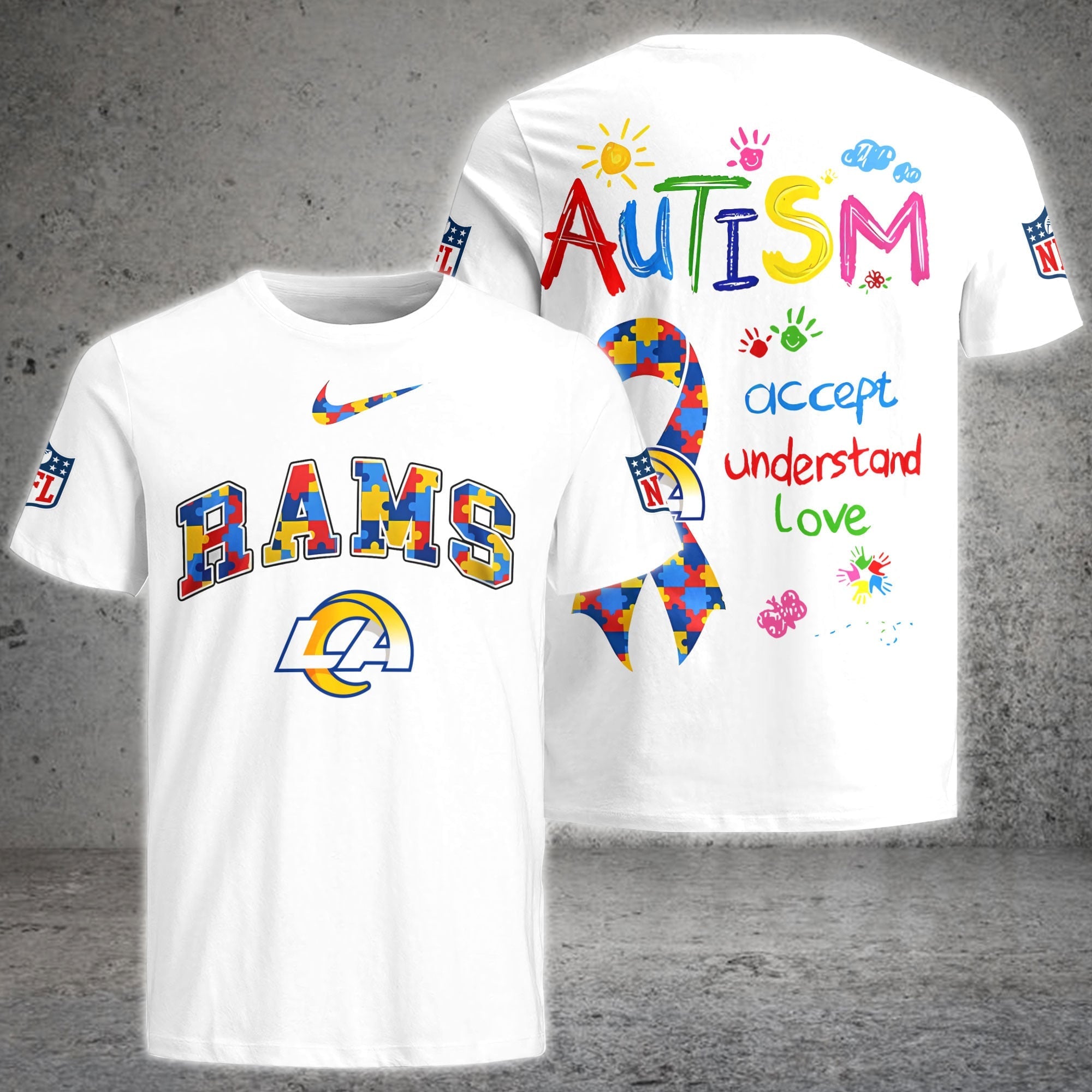 NFL Los Angeles Rams Autism Awareness Accept Understand Love T-Shirt Los Angeles Rams Merch