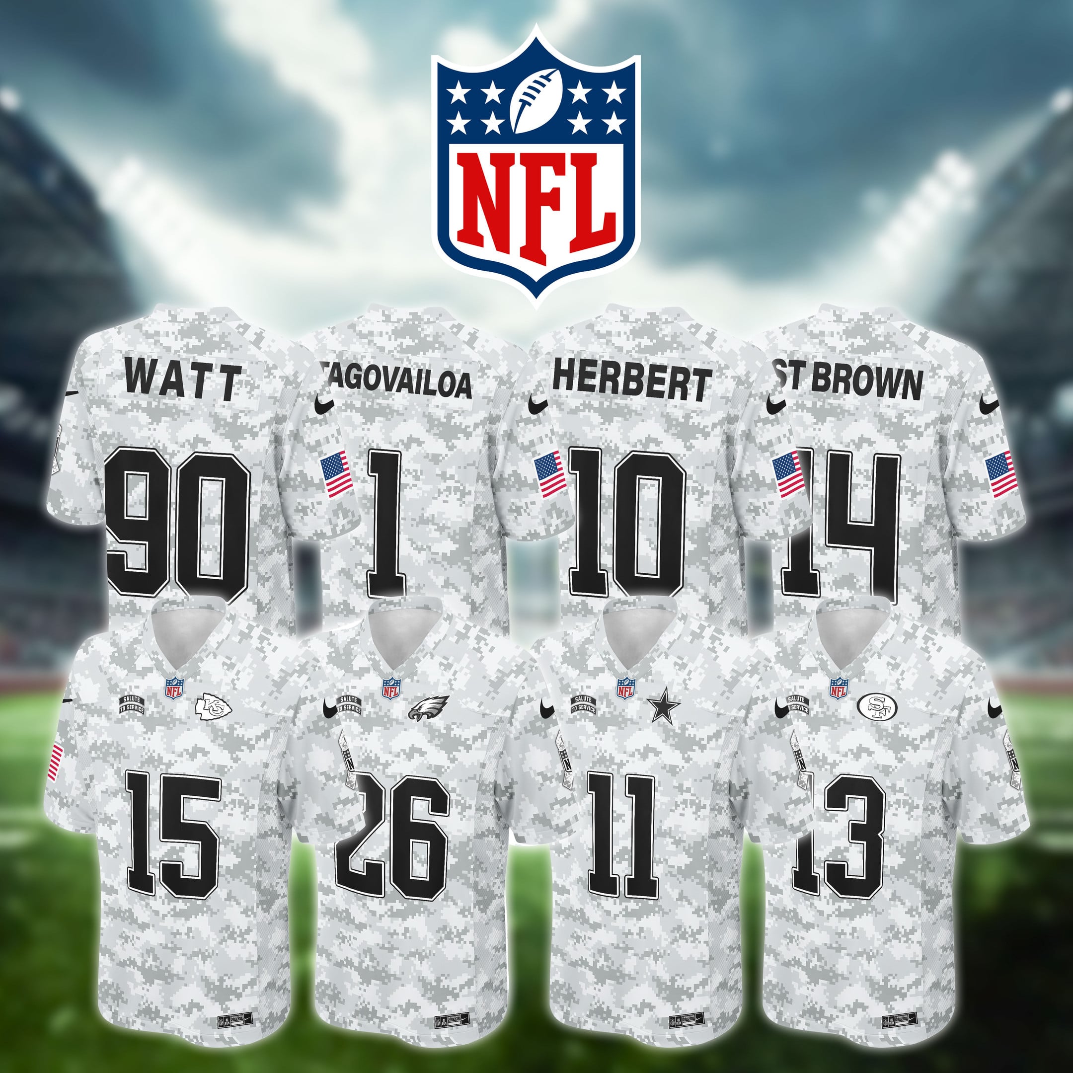 NFL US Airforce Veteran Salute To Service Gray Camo Football Jersey Editions Limited