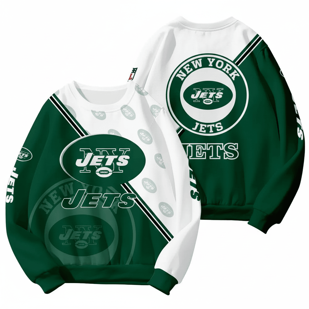 NYJ Jets Football Team Round Neck Sweatshirt