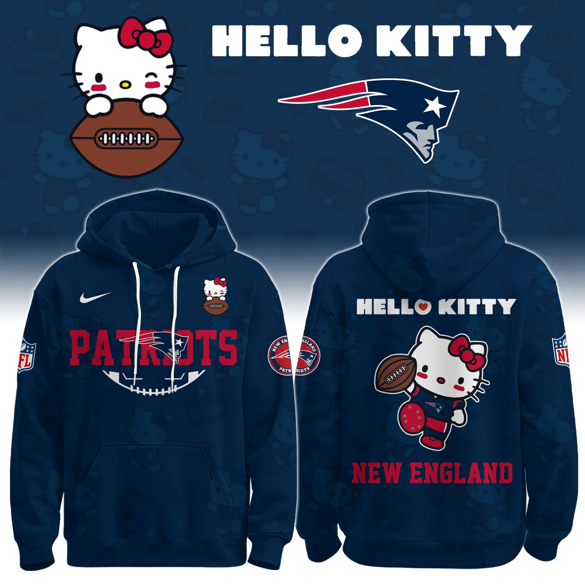 .NE Patriots Special Hello Kitty Limited Edition Hoodie