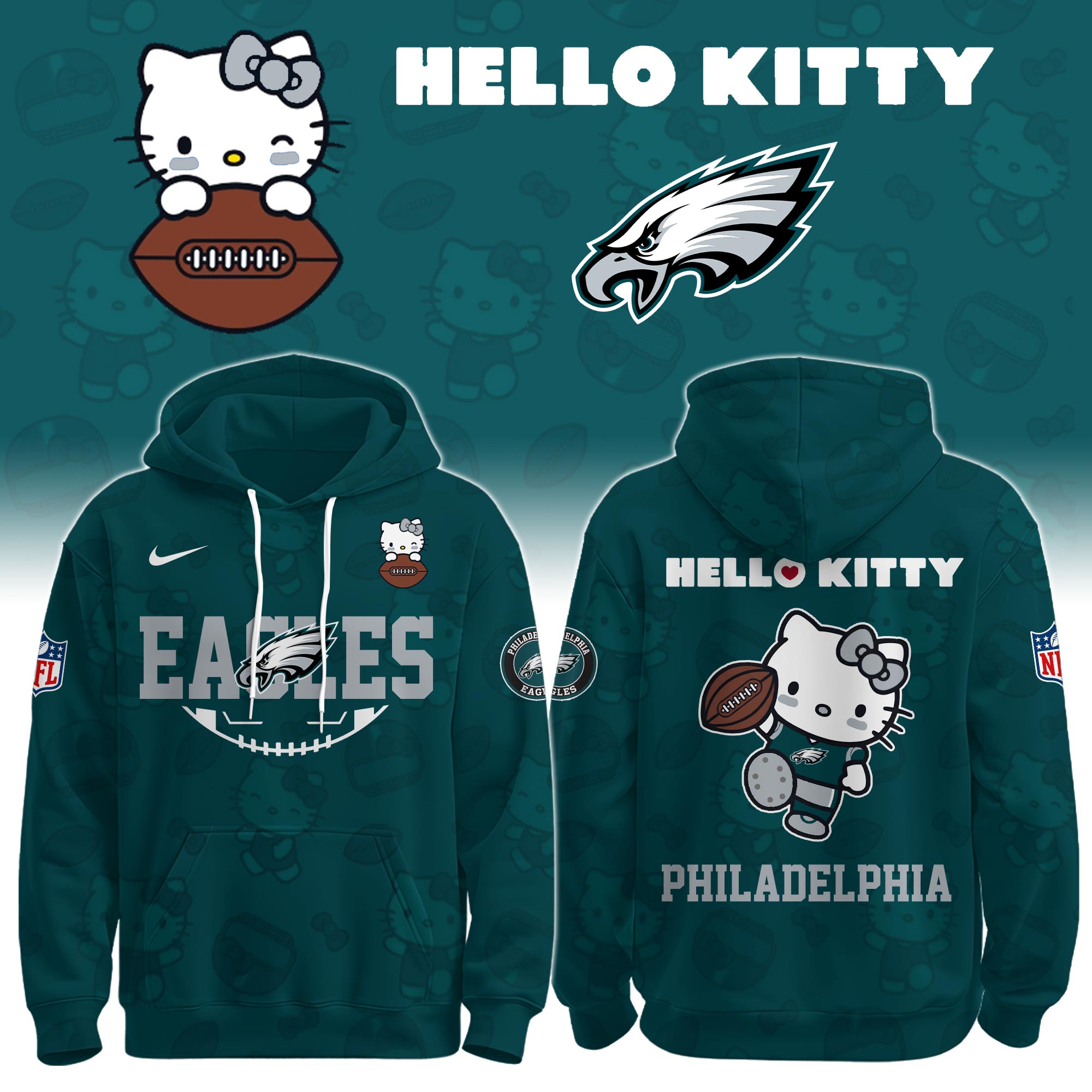 .PHI Eagles Special Hello Kitty Limited Edition Hoodie