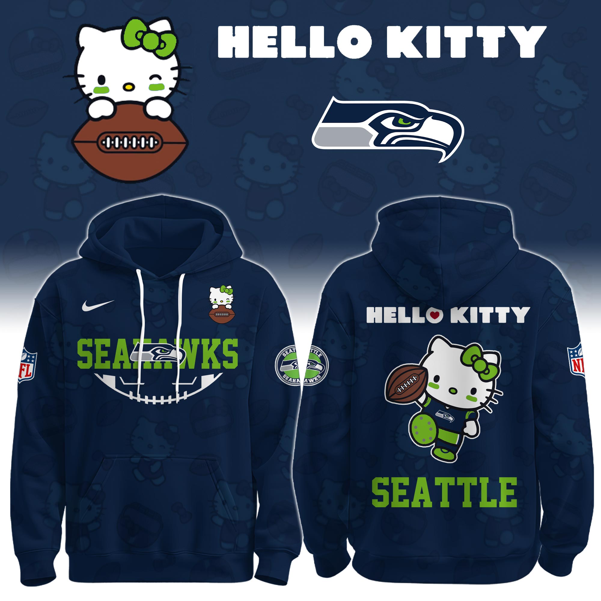 SEA Seahawks Special Hello Kitty Limited Edition Hoodie