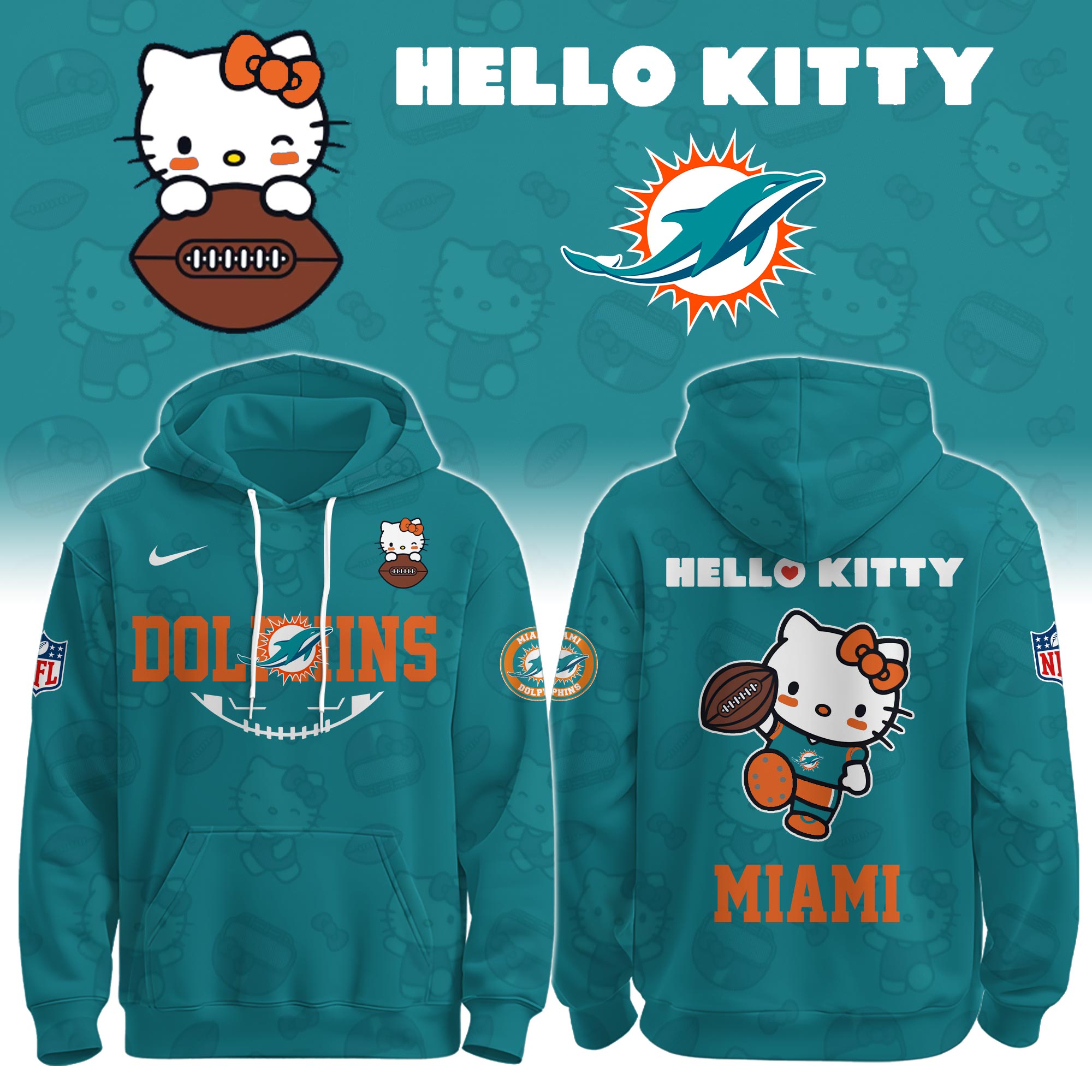 MIA Dolphins Special Hello Kitty Limited Edition Hoodie