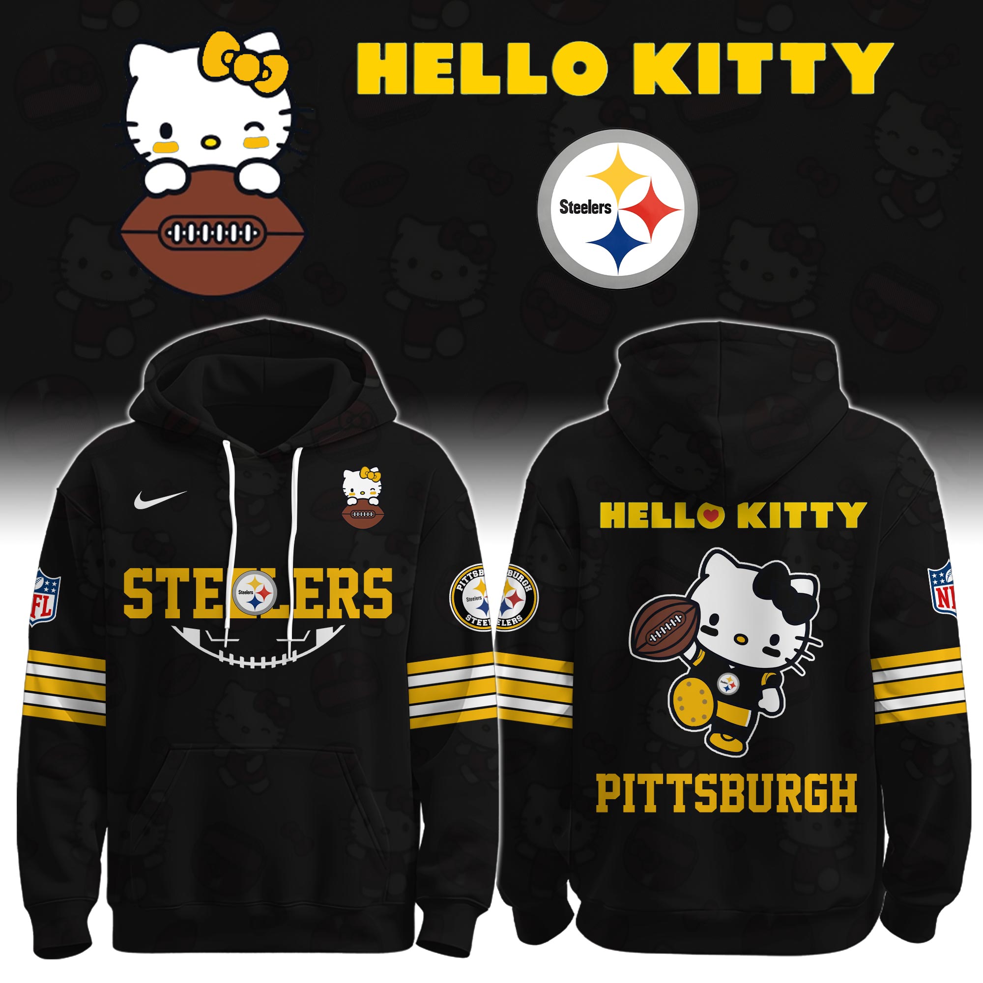 .PIT Steelers Special Hello Kitty Limited Edition Hoodie