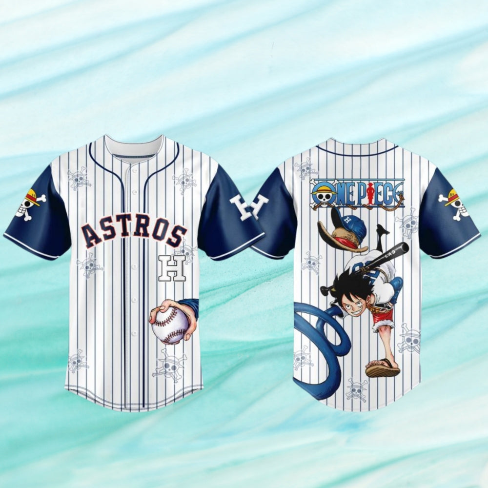 Houston Astros One Piece Luffy Gomu No Pistol 2025 Xmas Baseball Jersey